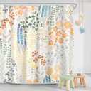 Long Shower Curtain 72 x 78 Inch, Tall Cute Floral Shower Curtain for Bathroom, Orange Wildflower Boho Cottagecore Fabric Shower Curtain Set with Hooks