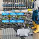 RAYNEL 18'' Pressure Washer Surface Cleaner with 4 Wheels, Stainless Steel Housing, 1/4" Quick Plug, 2 Extended Wands, 2 Replacement Nozzles and 5 Spray Nozzles