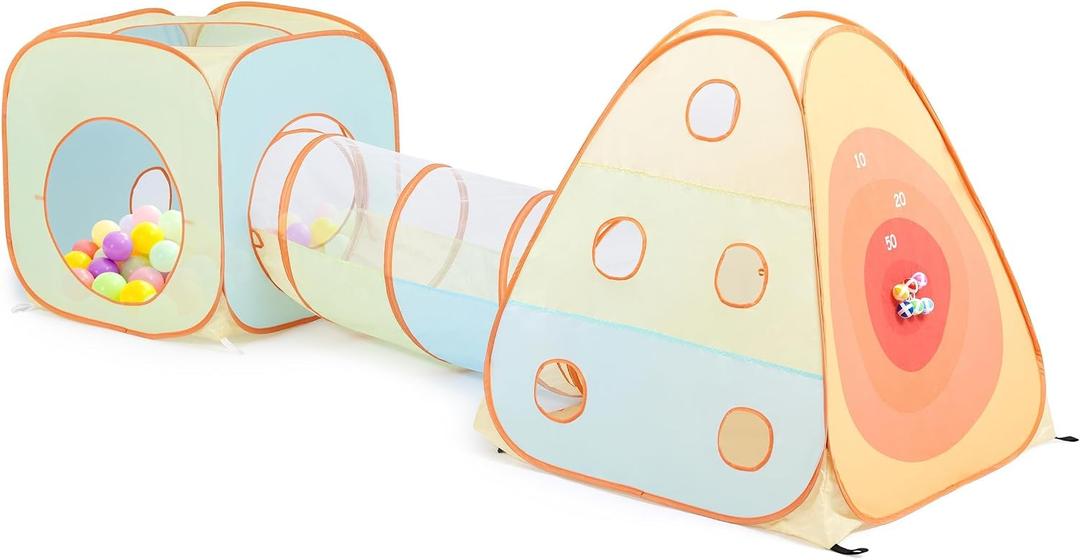 UTEX 3 in 1 Pop Up Play Tent with Tunnel, Ball Pit for Kids, Boys, Girls, Babies and Toddlers, Indoor/Outdoor Playhouse (3 in 1 with Suquare Tent)