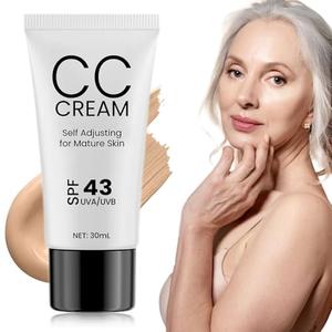 2ct CC Cream for Older Women, Skin Tone Adjusting CC Cream Spf 43, CC Creams Self Adjusting for Mature Skin, Even Complexion, Conceals, Moisture & Anti Aging, For All Skin Types (1PCS)