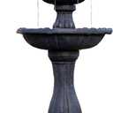 XBrand 44" Solar Powered 2-Tier Outdoor Water Fountain, Fiberglass Resin Fountain with Auto Shut-Off Pump, Black