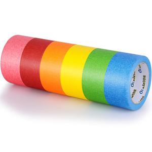 Oleitodh 6 Rolls Colored Masking Tape-2 inch x 180 Yards Painters Tape, Rainbow Colors Rolls Bulk Kids Colorful Paper Marking Tape Decorative Arts Crafts Labeling DIY School Classroom Supplies