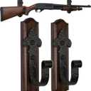 TESLYAR Gun Rack for Wall  Horizontal Gun Wall Mount with Metal Hooks  Rifle Rack Wall Mount  Shotgun Wall Mount  Wood Gun Holder for Wall Display  Stylish Indoor Gun Racks