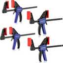 WORKPRO 6" Mini Bar Clamps for Woodworking, One-Handed Clamp/Spreader, Wood Clamps Set, Screw Change F Clamps with 50LBS Load Limit, 4 Pack (Blue)