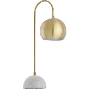 JONATHAN Y 23.5" Brass Gold and White Stephen Metal and Marble LED Table Lamp, Modern Arched Task Lamp for Living Room Bedroom Office, LED Bulb Included JYL6000A