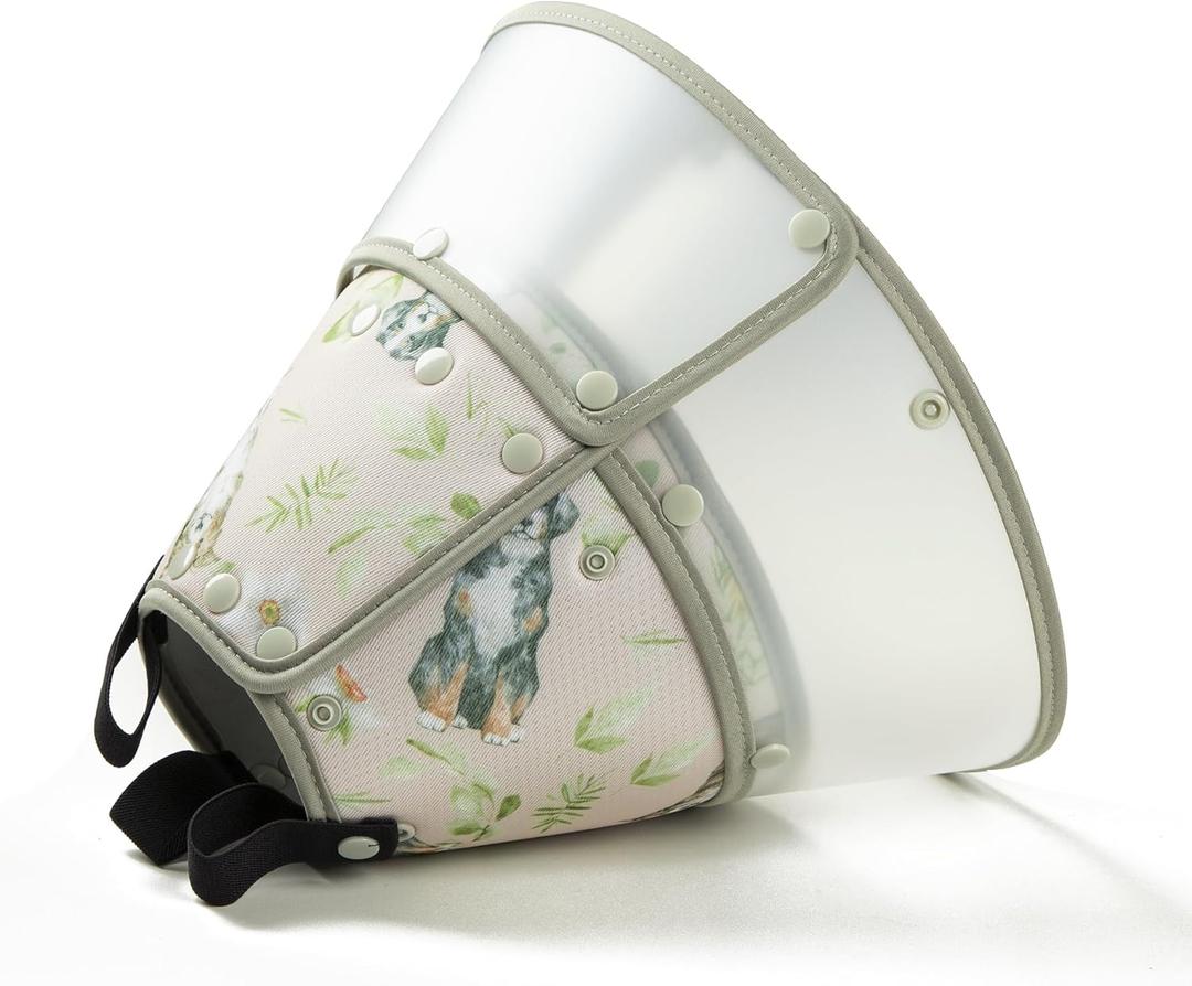 Fuz Bigaza Soft Dog Cone Collar for Large Medium Small Dogs After Surgery, Adjustable Pet Recovery E-Collar, Brown Small