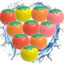 Tomato-Shaped Reusable Water Balloons - 10-Pack Silicone, Self-Sealing, Quick-Fill, Eco-Friendly, Fun for Kids & Adults, Ideal for Pool & Beach - AMTIFO