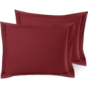 Nestl Soft Pillow Shams Set of 2 - Double Brushed Microfiber Pillow Covers - Hotel Style Premium Bed Pillow Cases, with 1.5” Decorative Flange, Standard 20"x26" - Burgundy