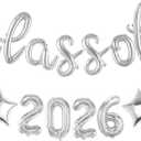 2 x Silver Class of 2026 Balloons Graduation Foil Balloons for Class of 2026 Graduations Decorations