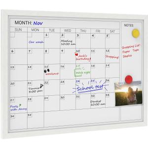 Comix Magnetic Monthly Calendar Whiteboard, 24 x 18 Inches White Wooden