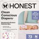 The Honest Company Comfort Dry Disposable Diapers for Sensitive Skin, Hypoallergenic, Rose Blossom + Tutu Cute, Club Box Size Newborn 72 Count