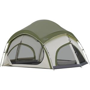 Vidalido 3-4 Person Camping Tent with 2 Large Mesh Door 4 Mesh Window Family Tents, Double Layer Waterproof Portable Easy Setup Camp Tent, Canvas Dome Tents for Camping Outdoor Hiking and Backpacking, 126 x 76.8 x 66.1"