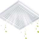 Baquler 1 Pc 12 x 12 Inch Bathroom Exhaust Fan Cover with Spring White Square Ceiling or Wall Mounted Exhaust Fan Ceiling Grille Air Diffuser Diverter Ventilation Hood Replacement Accessories