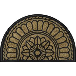 Mibao Half Round Door Mat, Non-Slip Welcome Entrance Way Mat, Durable Rubber Door Mats, Low-Profile Heavy Duty Doormat, Half Circle Mats for Garage, Patio, High Traffic Areas, 23.5" x 35.5", Brown