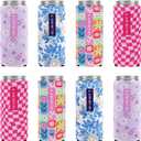 Slim Standard 12oz Can Holder for Beer&Soda, 8 Pack Can Cooler Sleeve for Beverage Soda Drinks, Insulated Neoprene Can Cover, Reusable Can Covers for Women (Multicolor-6, 12oz Slim Can)