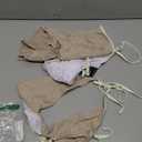 ZAFUL Tankini Swimsuits for Women Tie Front Tummy Control Spliced Ruffles Bikini Sets Two Piece Bathing Suits (Medium, 2-light Coffee)