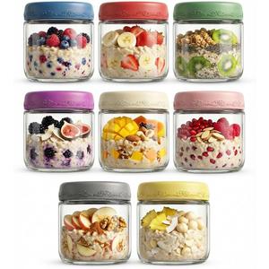 10oz 8Pack Glass Overnight Oats Jars Containers with Airtight Leakproof Lids, Reusable Mason Jars for Meal Prep, Yogurt Parfaits, Smoothies, Salads & Healthy Breakfasts(10oz-8Pack)