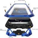 for Google Pixel 10/10 Pro/9/9 Pro Metal Case with Camera Cover Kickstand, Built-in Tempered Glass Screen Protector, Heavy Duty Military Grade Shockproof Full Body Case 6.3" (Blue)