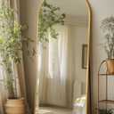 Full Length Mirror with Stand, 58"x19" Arched Full Body Mirror, Large Stand Up Aluminum Frame Floor Freestanding Hanging Leaning Mounted for Bedroom Living Room Entryway Gold