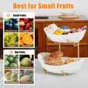 2 Tier Ceramic Fruit Bowl for Kitchen Counter, Tiered Fruit Basket for Countertop, Modern Multi Layer Fruit Display Stand for Party, Cute (Gold&White, Small) 1
