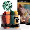BELLANOMI 4 Piece African Exfoliating Net Sponge Long African Bath Sponge, Authentic Ethically Sourced from Nigeria, Great for Daily Use (Copper Brown, Orange, Green, Yellow)