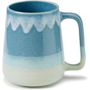 24oz Large Ceramic Coffee Mug with Big Handle, Handmade Kiln Glazed Large Coffee Mug Tea cup, Novelty MugUnique Uneven Surface for Office and HomeMicrowave and Dishwasher Safe (Light Blue)