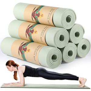 Timgle 6 Pcs 10mm Thick Yoga Mat Bulk 68 x 24 Inches Anti-slip Tear-resistant Exercise Mat Adult Gym Mats for Fitness, Stretching, Workout and Studio, Outdoor Yoga, Pilates