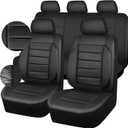 CAR PASS Leather Seat Covers Full Set Universal Water Resistant 3D Foam Back Support, Luxury Comfort Automotive 5 Seat Covers All Season Fit for SUV,Sedan,Van, Airbag Compatible Elegance(Pure Black)