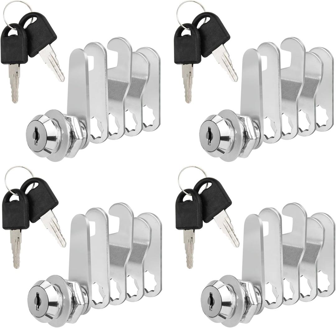Zoofen 4 Pcs Cabinet Locks with Keys 5/8" Long Cam Locks Keyed Different Rustproof Mailbox Locks,RV Locks,Drawer Locks Fits on 3/8" Max Panel Thickness