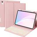 kenke Keyboard Case for iPad Air 11-inch (M4 2026/M3 2025/M2 2024) & Air 5th/4th Gen 10.9 inch, 7 Colors Backlit Detachable, Slim Folio Bluetooth Keyboard Cover with Pencil Holder, Pink