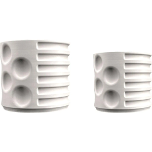happimess USA2003B-2SET Elvin Modern Geometric Indoor Brutalist Style Sustainability 3D Printed Planters with Drainage, Chalk (Set of 2)