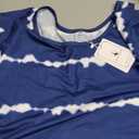 Alaster Womens Casual Summer T Shirt Dress Loose Short Sleeve Tunic Dress with Pocket for Women (X-Large, Blue Wavy Striped)