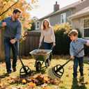 2 in 1 Garden Leaf Rake & Leaf Scoops, Adjustable Leaf Rake for Lawns with Grabber, Hand Rakes for Picking Up Leaves,Pine Needles, Gravel (Black)