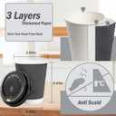 Lamosi 500 Pack - 12 oz Insulated Disposable Coffee Cups with Lids, To Go Paper Coffee Cups with Lids, Corrugated Ripple Wall Cup for Hot Drink Office Coffee Bar (Grey)