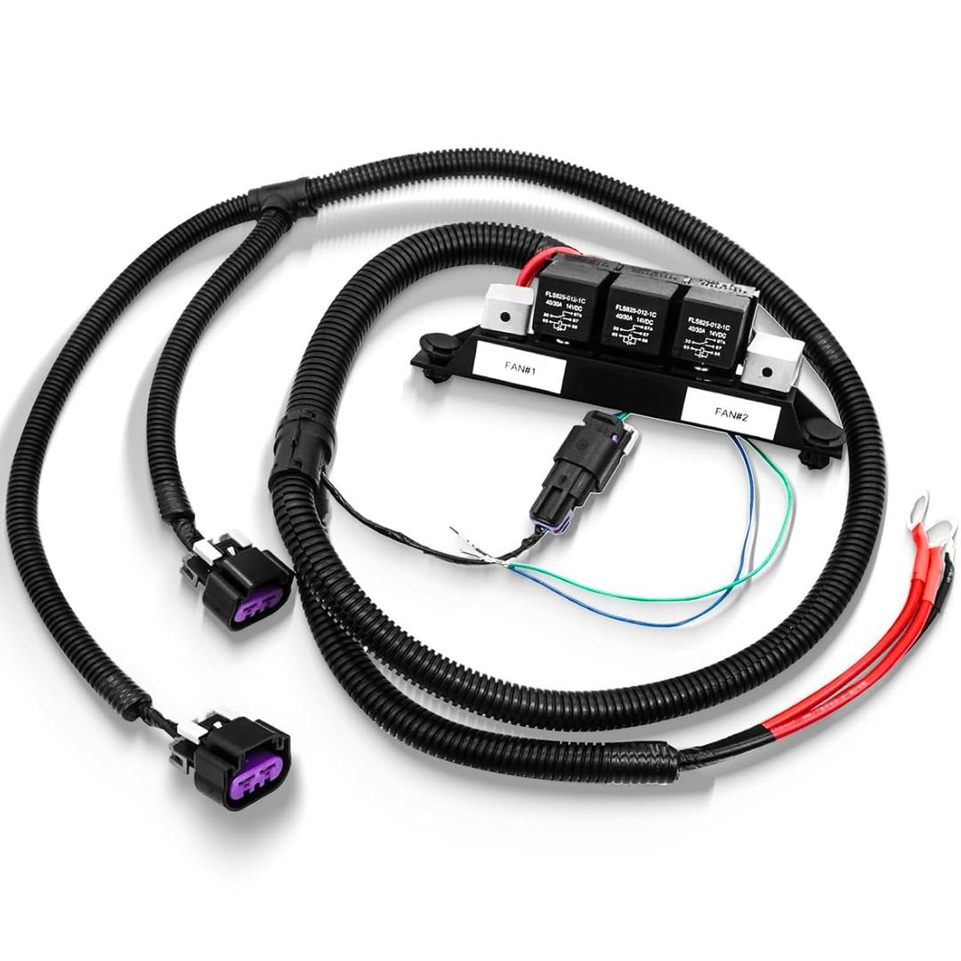 674-00923 Dual Speed Electric Fan Harness Kit Fit for Chevy Silverado Suburban Avalanche Tahoe, for GMC Sierra Yukon 1999-2007, Retrofit Stand Alone Electric Fan Harness