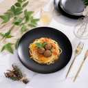 EI enjonirinjonir 80pcs Black and Gold Dinner Plates Disposable 10.25inch,Plastic Party Plates with Gold Rim,Black Plastic Matte plate Frosted Disposable Heavy Duty,Elegant for Wedding/Tea Party