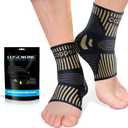 Lusenone Copper Ankle Brace Support for Men & Women (Pair), Best Ankle Compression Sleeve Socks for Plantar Fasciitis, Sprained Ankle, Achilles Tendon, Pain Relief, Recovery, Sports (Medium, Copper-black (Pack of 2))