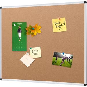 VIZ-PRO Cork Notice Board, 48 X 24 Inches, Silver Aluminium Frame