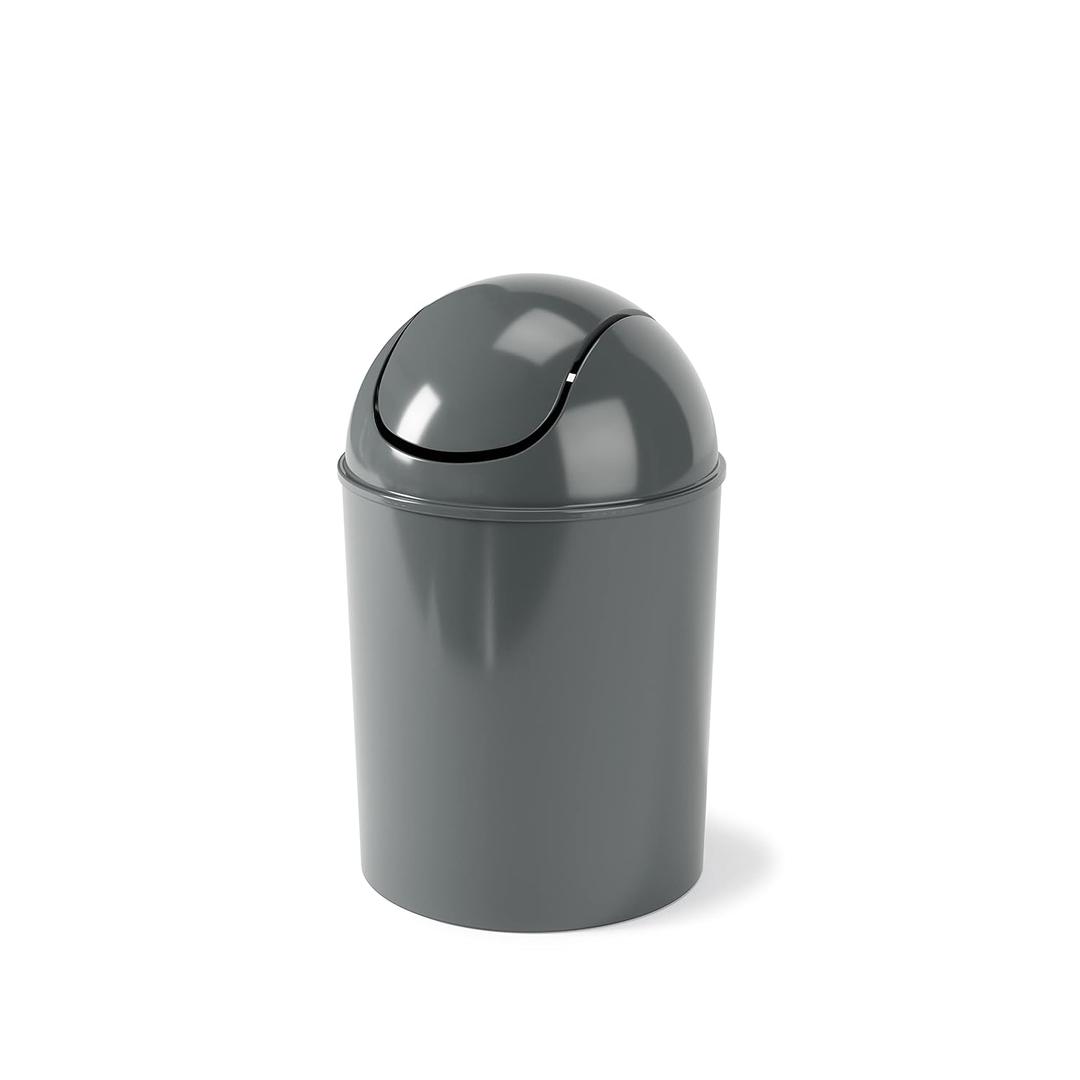 Umbra 1.25 Gallon Mini Waste Can with Removable Swing-Top Lid - Small Garbage Bin for Kitchen, Bathroom, Bedroom, Office - Compact Trash Can Fit Under Tables & Counters - Dark Grey