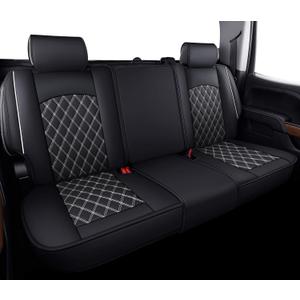 Aierxuan Rear Back Seat Covers for Chevy Silverado GMC Sierra Pickup Custom Fit 2007-2026 1500 2500HD 3500HD Crew Double Extended Cab Waterproof Leather Split Bench 40/60 (Rear Seat/White)