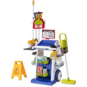 Kids Cleaning Toy Set-Cleaning Tools with Toy Vacuum Cleaner Mop & Spray BottleCleaning CartsPretend Play Educational Toys for Toddlers & Preschoolers Ages 3-5(red)