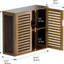 HITNET Medicine Cabinet, Bathroom Storage Cabinet Wall Mounted, Over the Toilet Space Saver Organizer with Doors and Bamboo Shelves, Walnut, 23.03"W x 8.07"D x 20.28"H