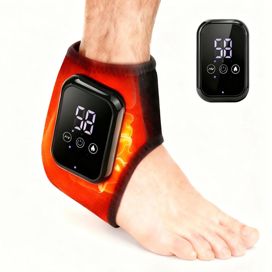 Neuropathy Ankle Massager for Pain Relief Wrap, Ankle Heating Pad with Massage for Circulation, Heated Ankle Brace