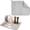 Dish Drying Mat, 20 x 15" Highly Absorbent Dish Drainer Mat Kitchen Counter Quick Dry Pads Large Size Dish Drying Pad for Countertops Sinks Draining Racks, Multi-Functional Use (Gray)