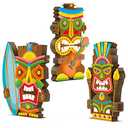 Blulu 3 Pcs Tiki Party Decor Hawaiian Luau Party Decorations Tropical Aloha Wooden Bar Table Sign Colorful Farmhouse Tiki Centerpieces for Table Summer Welcome Housewarming(Classic,5.11 Inch)