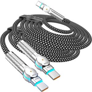 USB C to USB C Cable10ft,240W 2Pack Braided 180°Rotating Type C Charging CableFast Charge for iPhone 16/16Pro/16Plus/16ProMax,MacBook Air,iPad Pro,Pixel,Samsung Galaxy S23/S24 UltraBlack