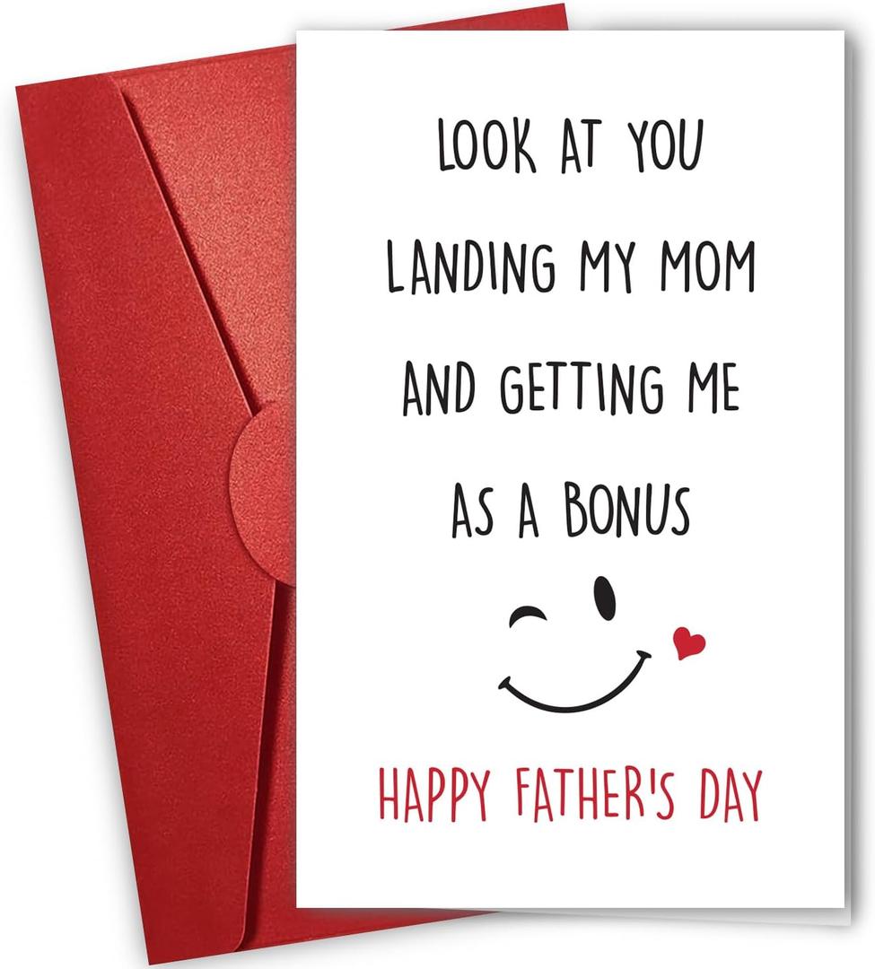 6 x NewEleven Step Dad Gifts - Father's Day Gifts From Stepson, Daughter - Bonus Dad Card Fathers Day, Funny Gift For Step Dads, Bonus Dads - Humorous Greeting Card