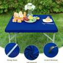 2 Pack Square Fitted Tablecloth 34X34 Inch Stretch Spandex Card Table Cover Blue Washable Table Cloth Elastic Table Topper for Indoor and Outdoor