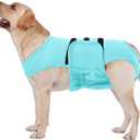 Lelepet Reusable Dog Diapers Female, Dog Period Panties, Washable Belly Band Dog with Suspenders, Dog in Heat Products, Soft Adjustable Doggie Onsie with Hole Tail, Blue, M