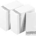 200 Disposable Hand Towels Soft and Absorbent Linen Feel Dinner Napkin Durable Decorative Bathroom Hand Napkins Good for Kitchen, Parties, Weddings, Dinners or Events White and Silver